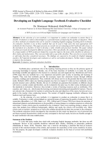 ELT Textbook Evaluation Checklist Development