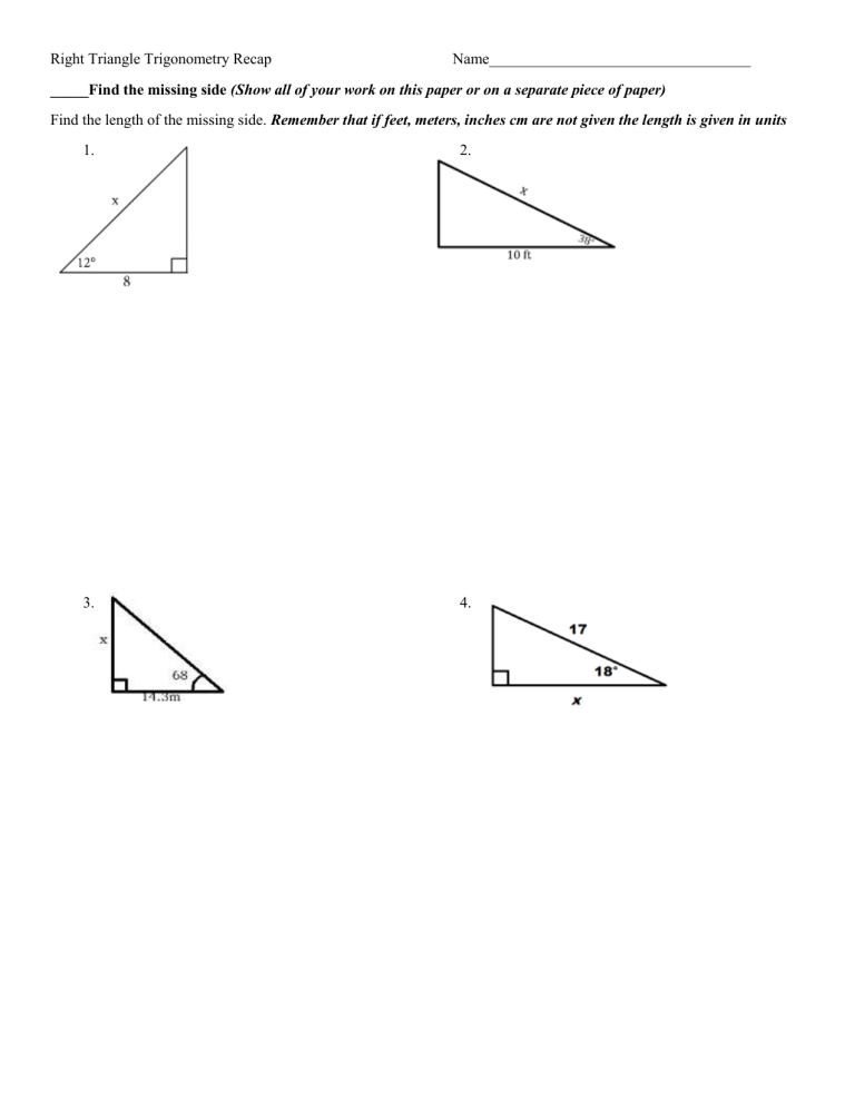 Right Triangle Trigonometry Review