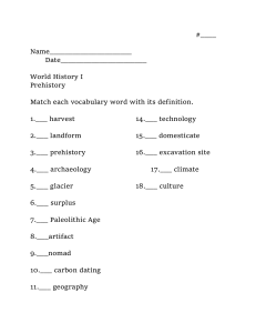 Prehistory Vocabulary Test