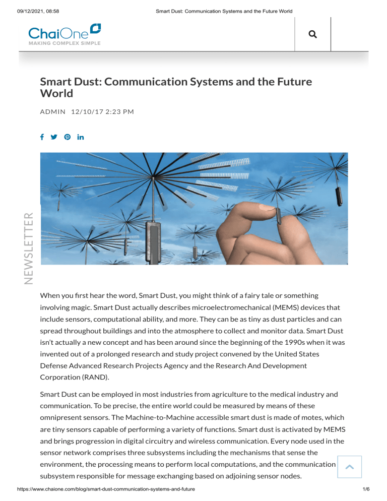 Smart Dust Communication Systems and the Future World