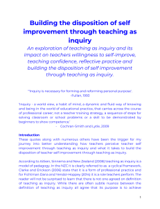 Copy of Teresa Scott. Critical Essay .  18 June 2019 Draft  - Building the disposition of self improvement through teaching as inquiry