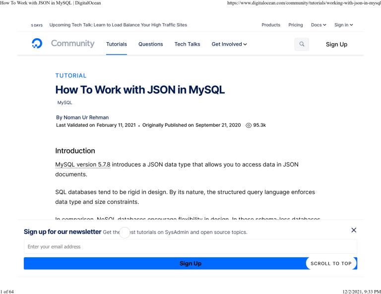 update mysql with json