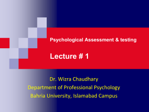 Week 1  Lecture 2-Introduction of  Psychological testing (2)