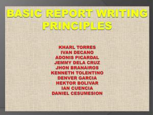 Basic report writing  principles Kharl