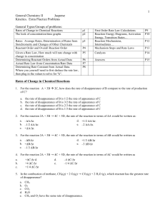 Test1 ch15 Kinetics  Practice Problems
