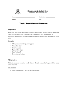 Repetition and alliteration worksheet
