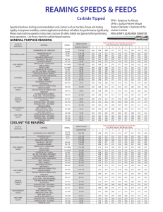Reaming Speeds & Feeds for Carbide Tipped Reamers