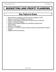 Budgeting and Profit Planning ER
