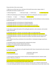 Earth Science Worksheet: Earthquakes, Volcanoes, Plate Tectonics