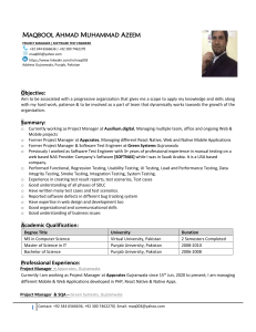 MAQBOOL AHMAD | Project Manager | Quality Assurance Engineer