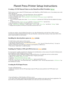 PlanetPress Printer Setup Instructions