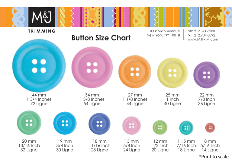 Button Size Chart