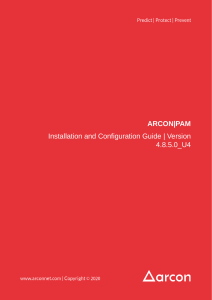ARCON PAM Installation and Configuration Guide Version 4.8.5.0 U4