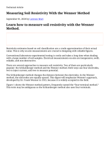 Measuring Soil Resistivity With the Wenner Method - Technical Articles