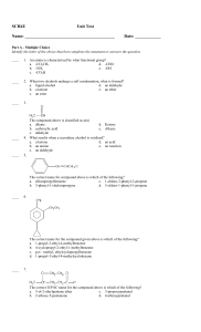 Organic Chemistry Test 1