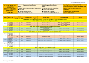 Time Table Weekend Class MEEM KL 2021 20221