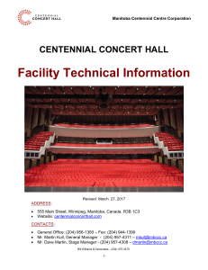 Centennal Concert Hall Facility Technical Information
