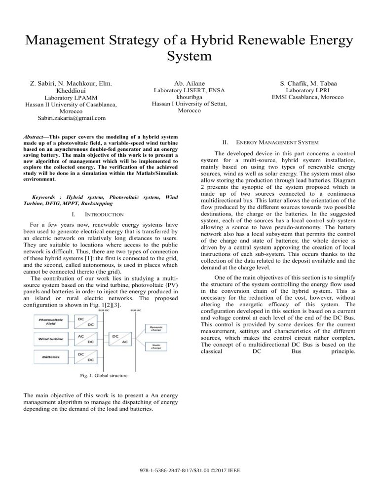 Hybrid Renewable Energy System Management Strategy