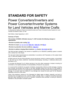 UL 458 Safety Standard: Power Converters/Inverters for Vehicles