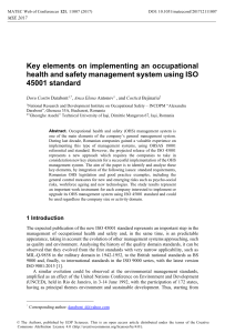 Key elements on implementing an occupational healt