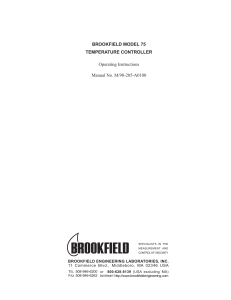 Brookfield Model 75 Temperature Controller Manual