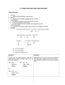 3.1 Trade and Cash Discount