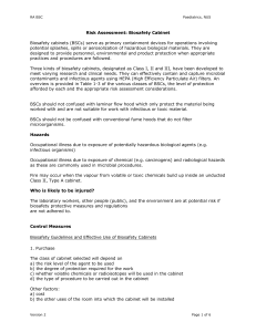 Biosafety Cabinet Risk Assessment