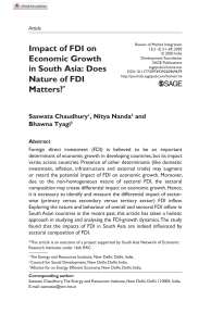 FDI Impact on Economic Growth in South Asia