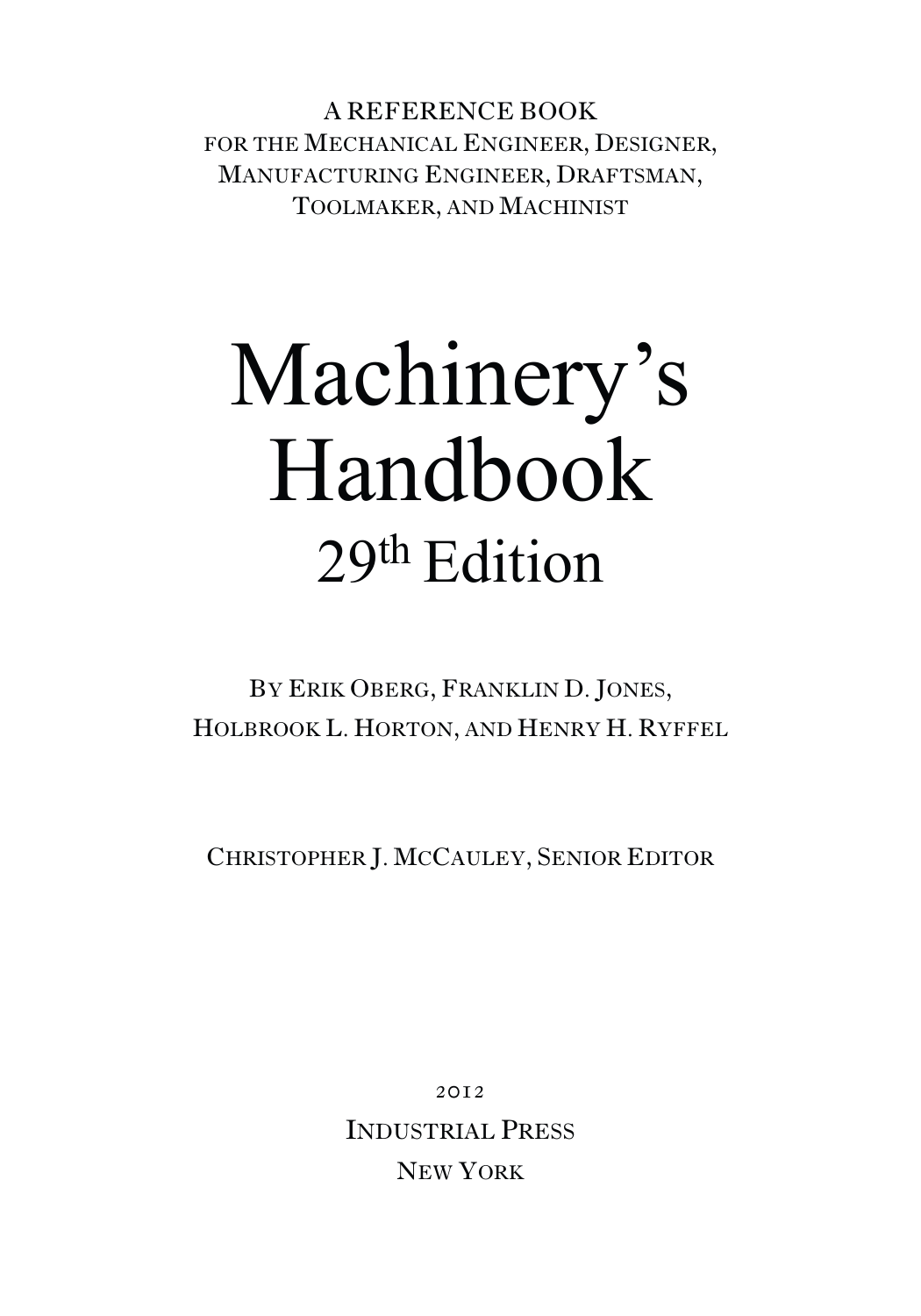 Machinery's Handbook 29th Edition (2012)