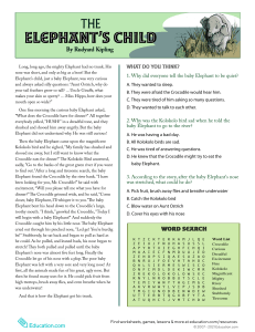 Reading Comprehension The Elephant's Child By R.Kipling