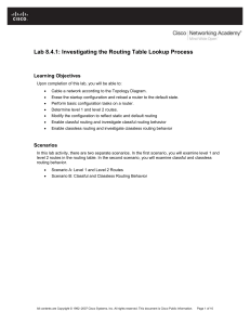 Routing Table Lookup Lab: Level 1, 2, Classful, Classless