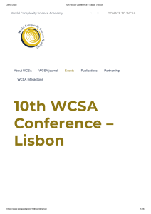10th WCSA Conference – Lisbon   WCSA