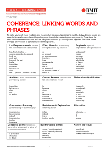 Coherence linking words and phrases