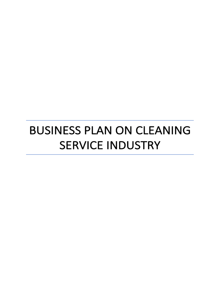 Jahidul Islam Joy 19132643 Business Plan On Cleaning Service