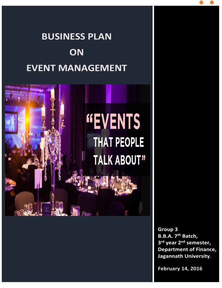 event management business plan financials
