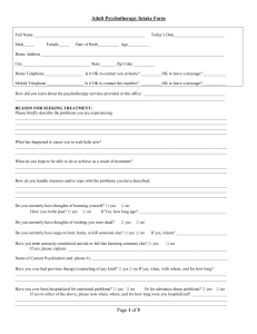 Adult Psychotherapy Intake Form