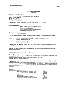 Life Sciences 2 Syllabus: Cells, Tissues, Organs