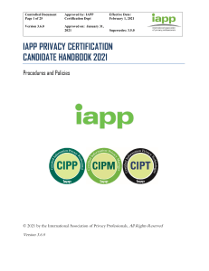 IAPP Privacy Certification Candidate Handbook 3.6.0