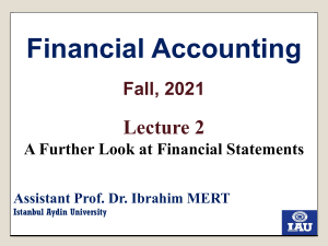 Lecture 1  A Further Look at Financial Statements