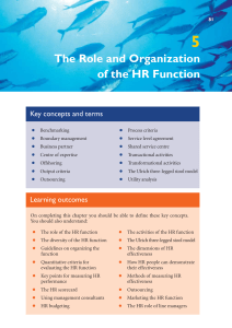 5 - The Role and Organization of the HR Function