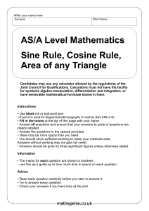 Maths AS questions Sin rule and area of triangle