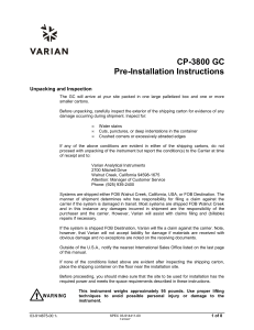 CP-3800 GC Pre-Installation Instructions