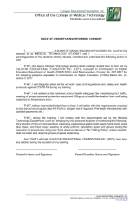 Medical Technology Student Undertaking & Consent Form