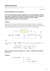 Solved problems on transistor
