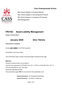 Asset-Liability Management Exam Paper