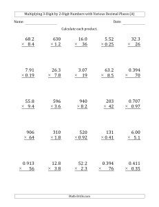 decimals multiplication 0302 various various 001.1516225803