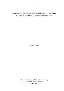 Property Rating Challenges in Tanzania: Arusha City Case