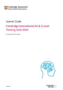 9694 AICE Thinking Skills Student Learner Guide