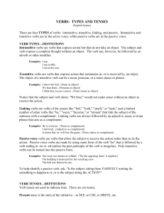 Verbs-Types and Tenses