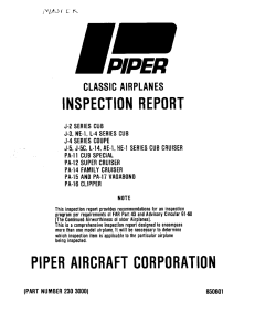 Piper Classic Airplanes Inspection Checklist